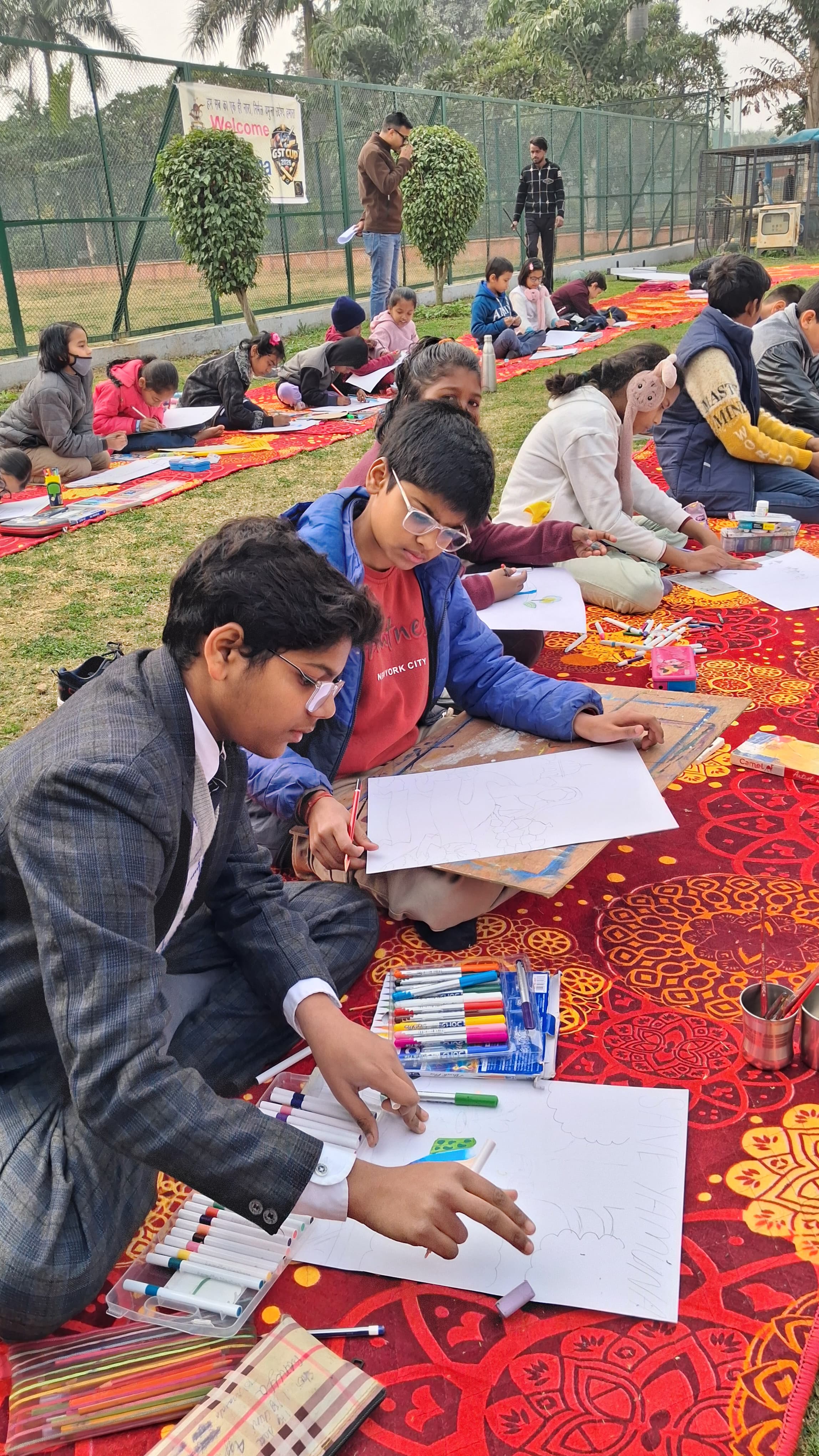 Volunteers and community members during a service moment